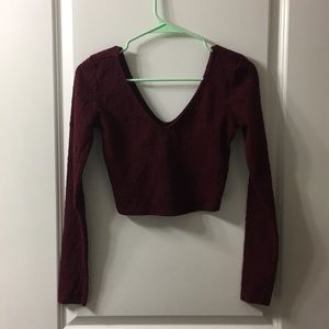 Forever 21 burgundy long sleeve crop top